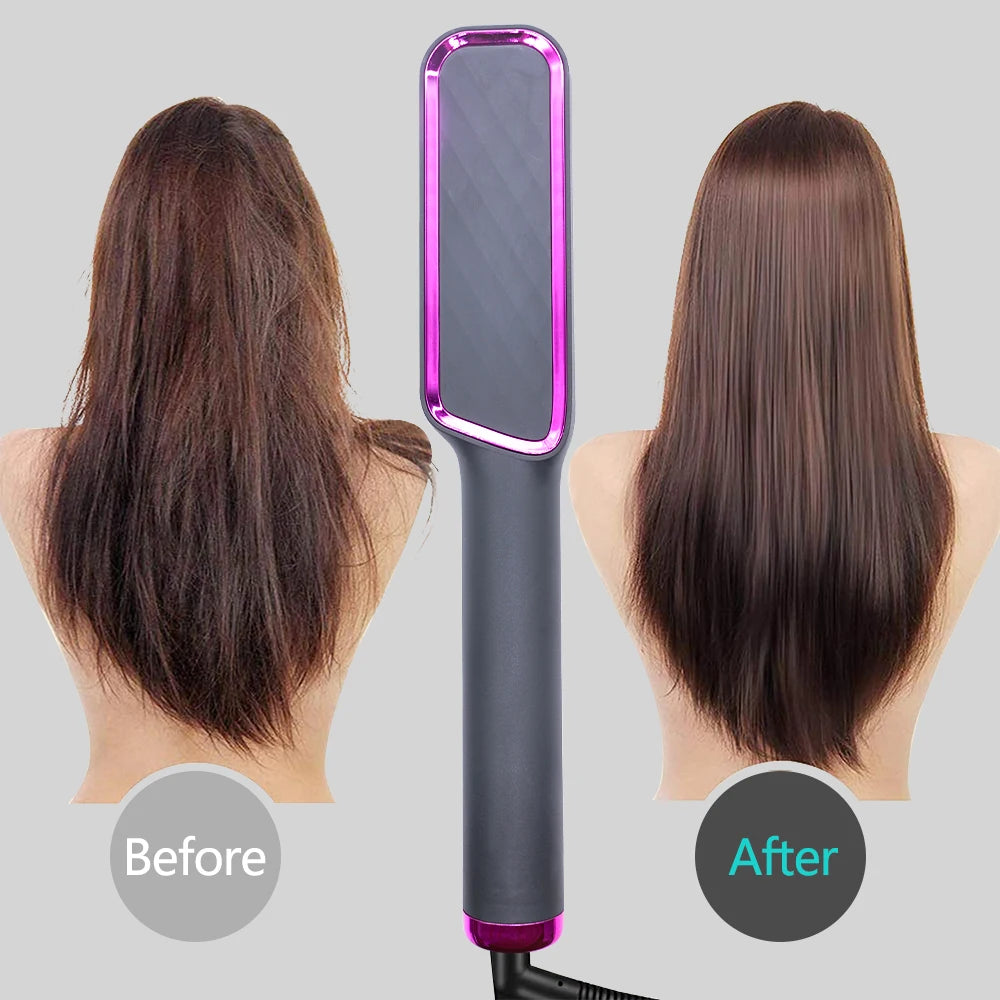 2-in-1 Hot Comb Hair Straightener Brush – Fast Heat, Anti-Scald