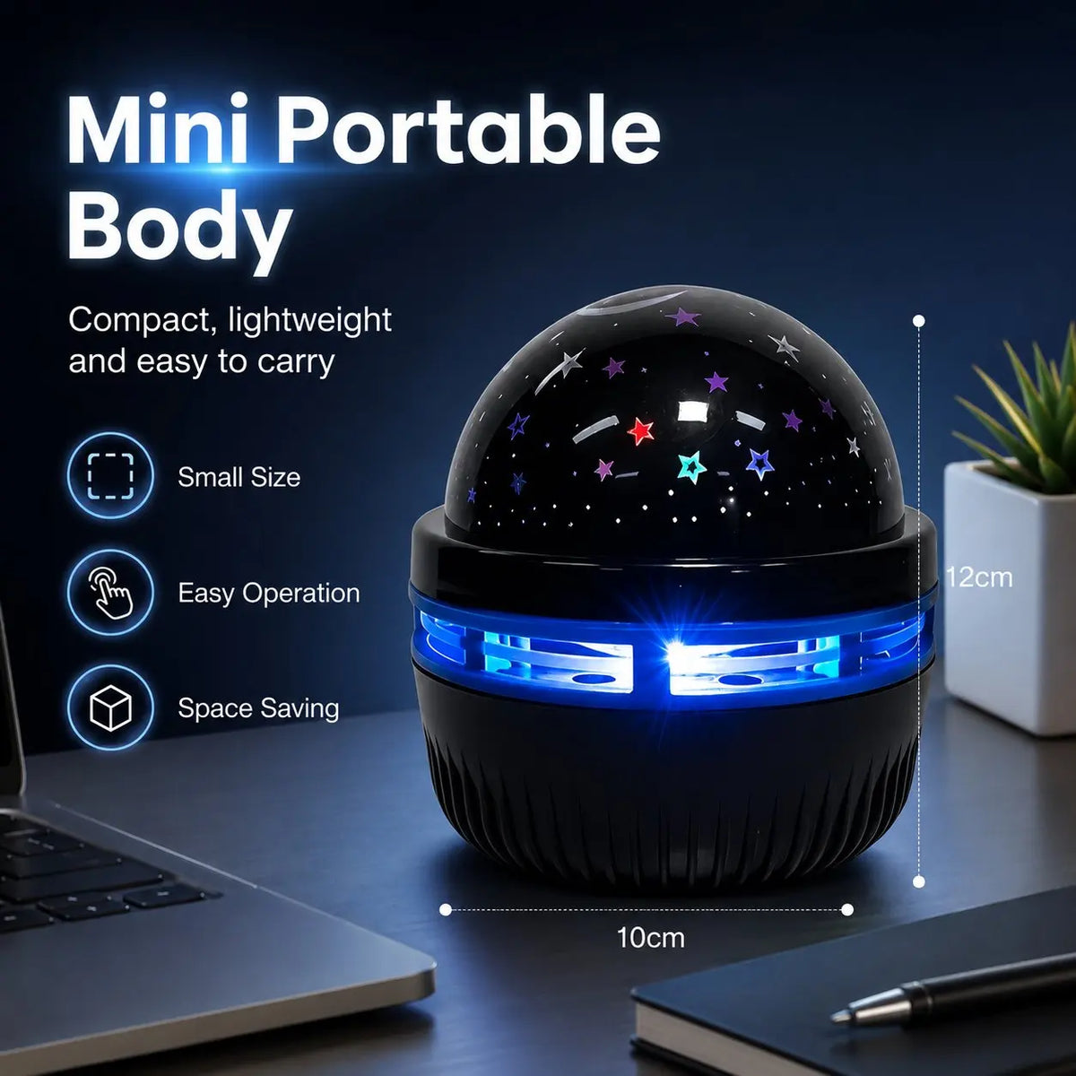 Galaxy Star Projector Night Light – Moon & Stars RGB