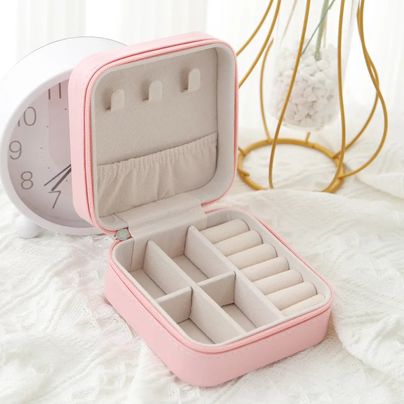 Single-Layer Leather Jewelry Box – Travel Storage
