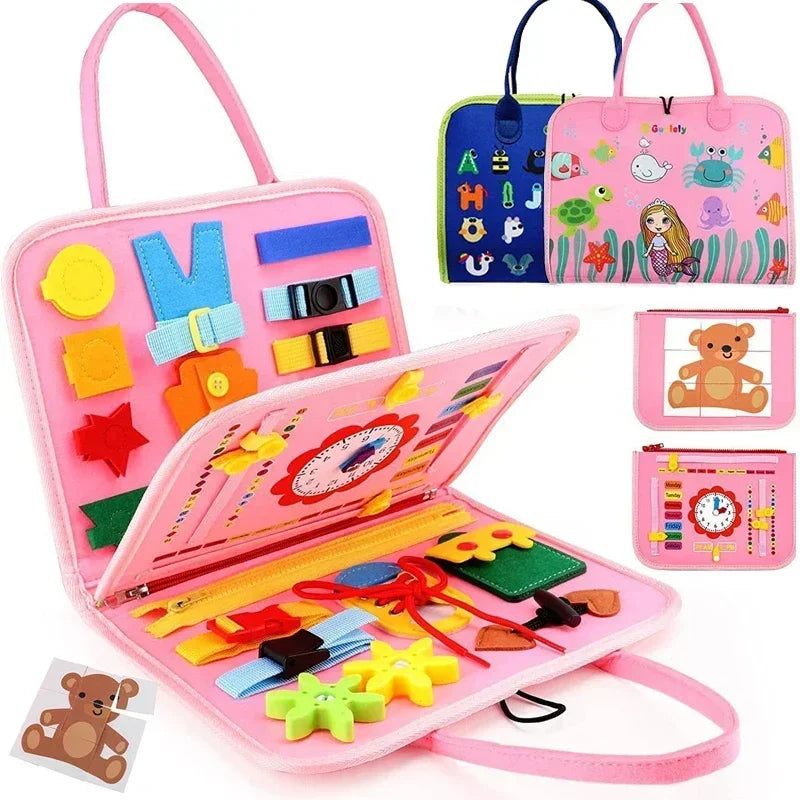 Montessori Felt Busy Book – Quiet Travel Activity Toy