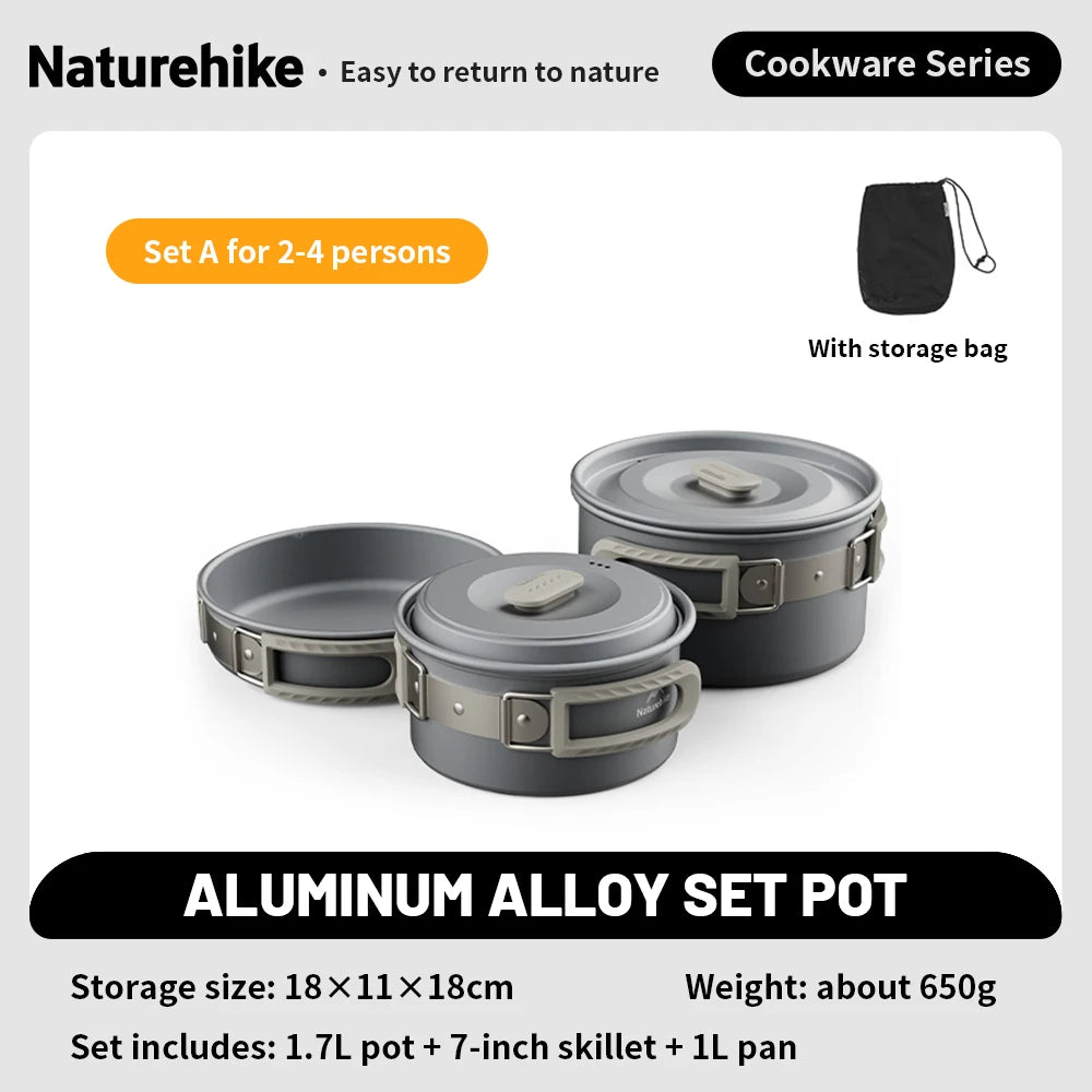 Camping Cookware Mess Kit – Portable Pot & Frying Pan Set