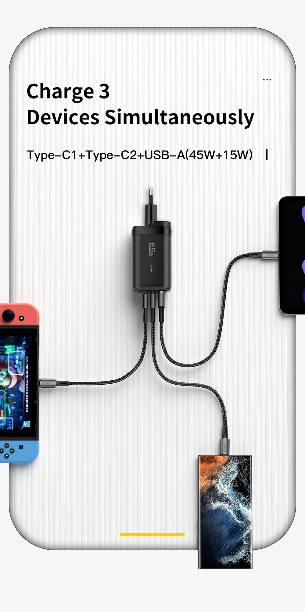 Essager 65W GaN USB-C Fast Charger – Laptop, Tablet & Phone