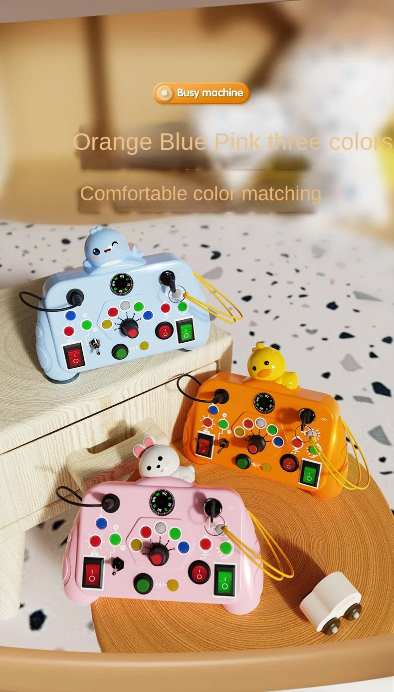 Montessori Busy Board with LED Lights & Switches