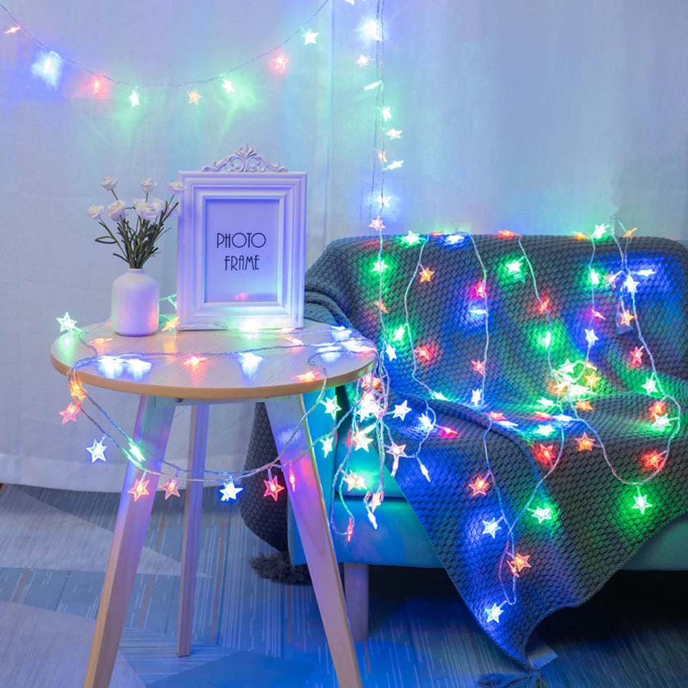 LED Star Fairy Lights – Indoor/Outdoor String Garland