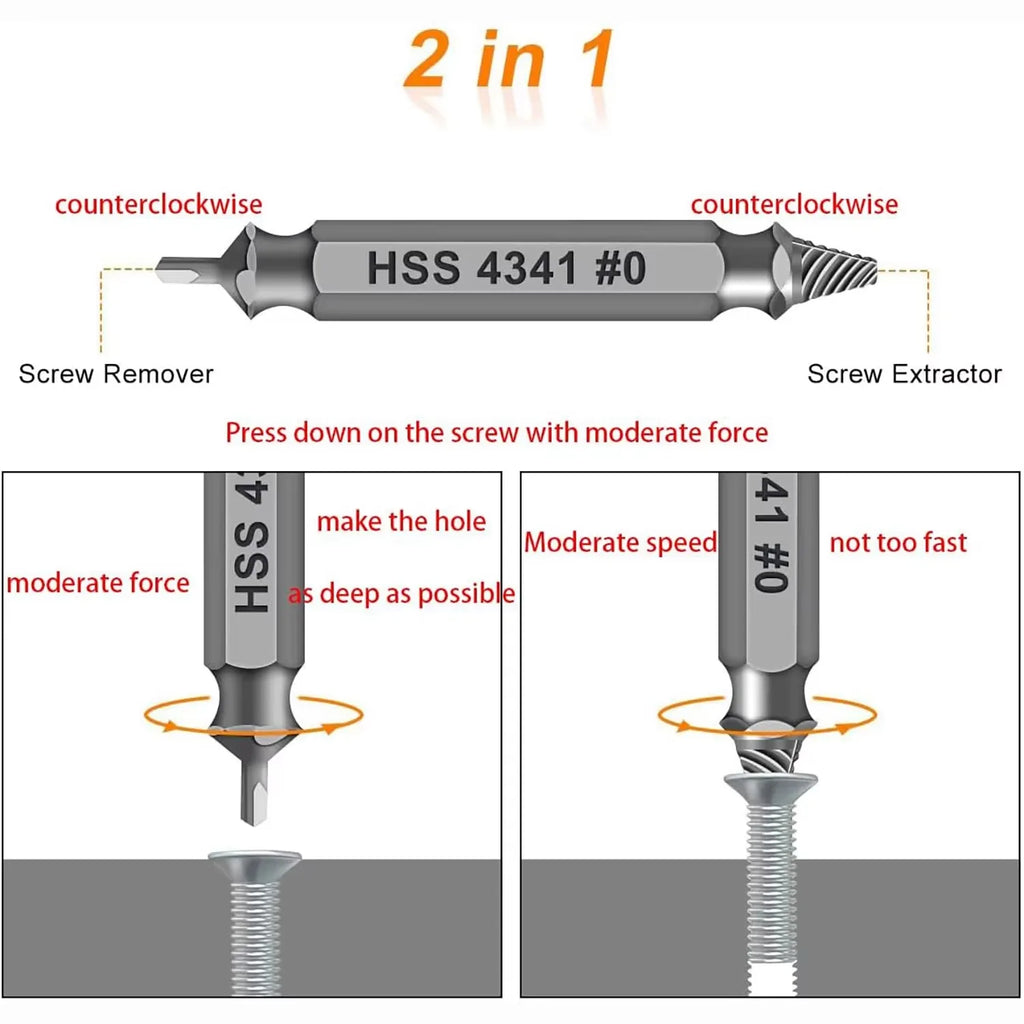 6-Piece Screw Extractor Set – Remove Stripped Screws