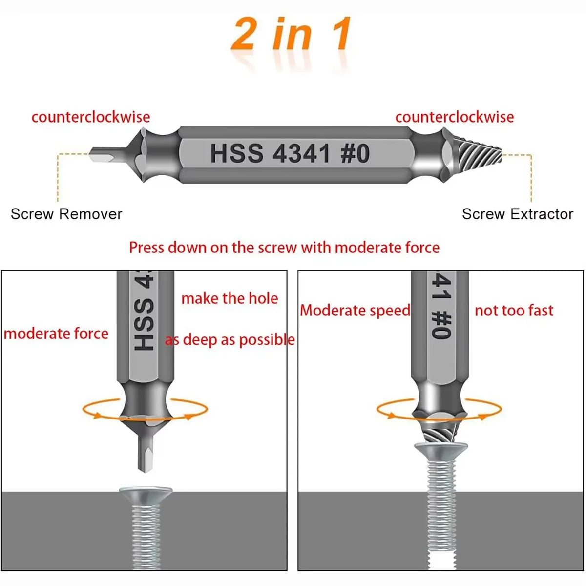 6-Piece Screw Extractor Set – Remove Stripped Screws