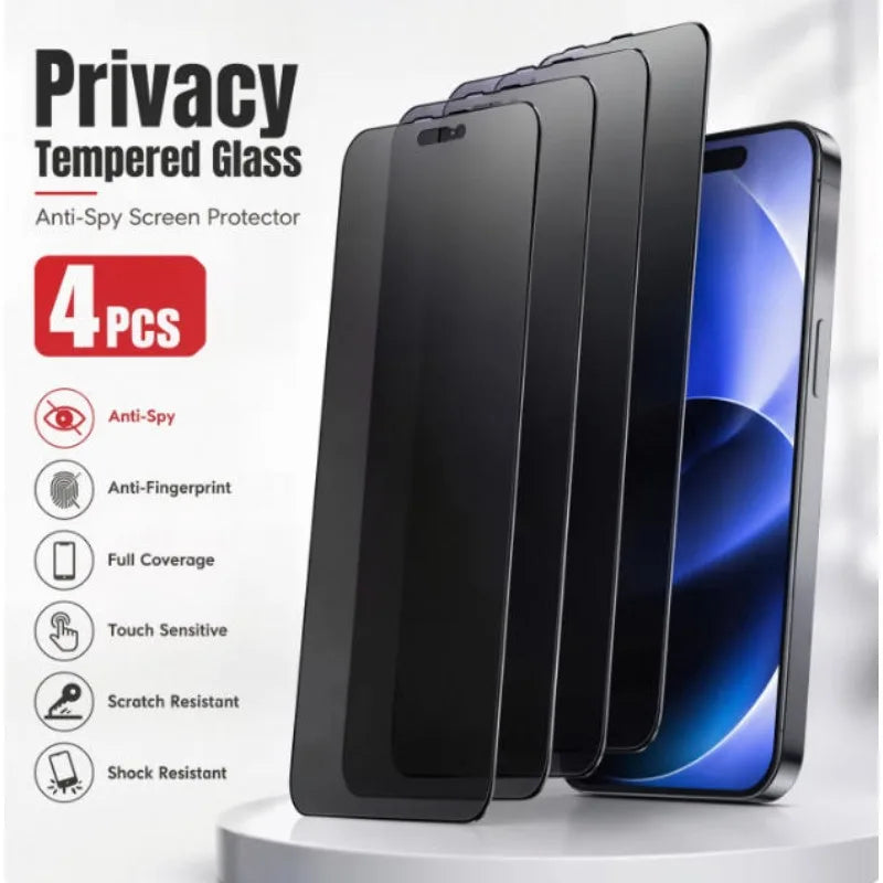 Privacy Screen Protector for iPhone (4-Pack) – Anti-Spy Tempered Glass
