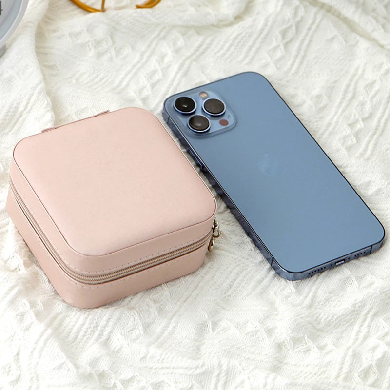 Single-Layer Leather Jewelry Box – Travel Storage
