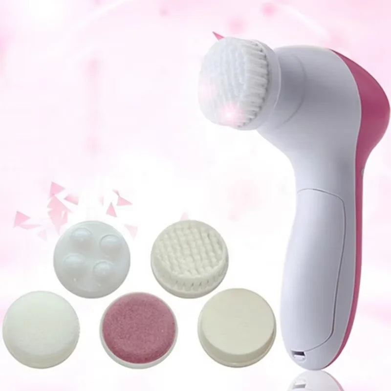 5-in-1 Electric Facial Cleansing Brush – Rechargeable Face Spa