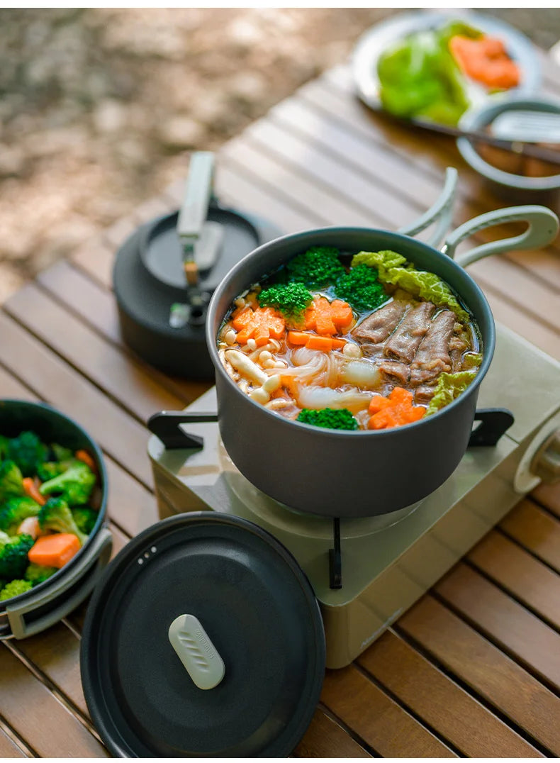Camping Cookware Mess Kit – Portable Pot & Frying Pan Set