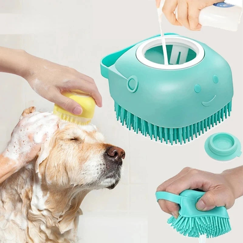 Pet Bath Brush with Shampoo Dispenser