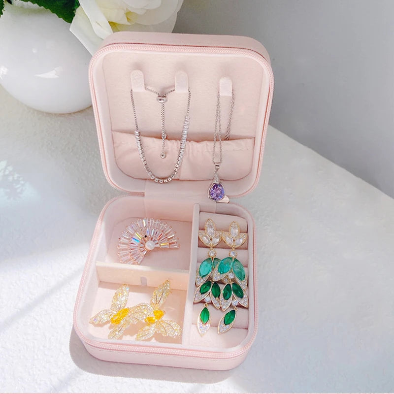 Portable Mini Jewelry Travel Case – PU Leather Organizer