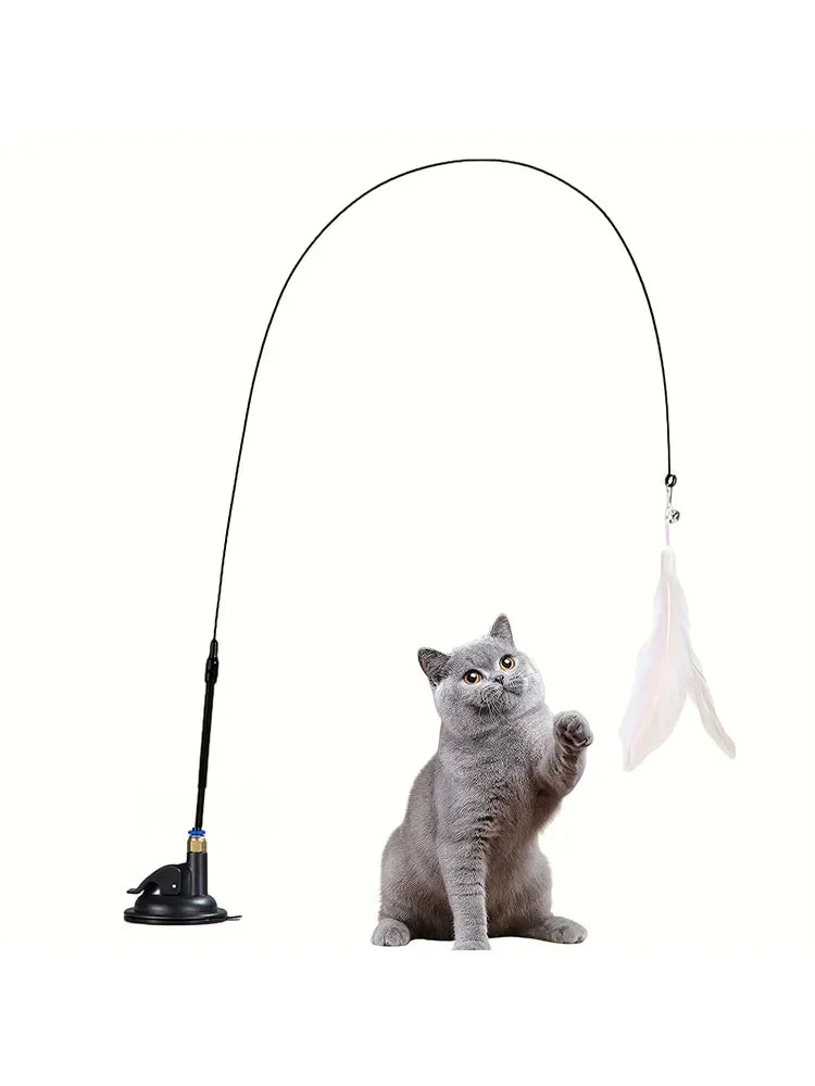 Interactive Cat Feather Wand with Bell