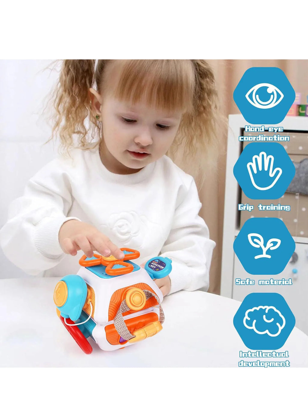 Montessori Busy Board Cube – Sensory Learning Toy for Toddlers