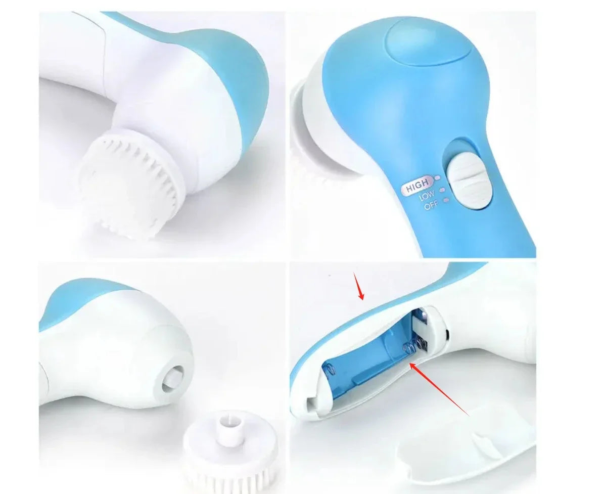 5-in-1 Electric Facial Cleansing Brush – Rechargeable Face Spa