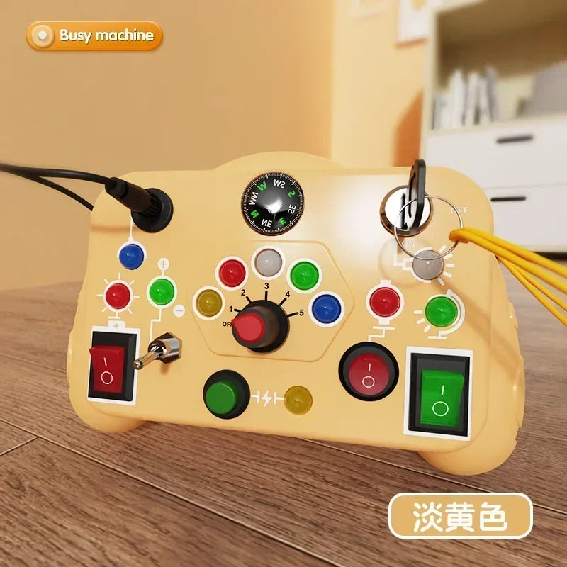 Montessori Busy Board with LED Lights & Switches