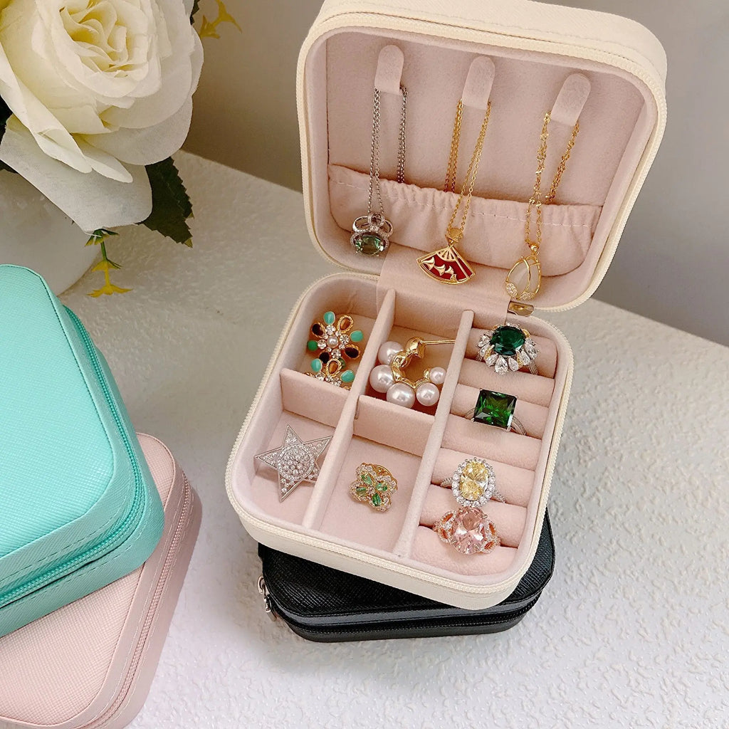 Portable Mini Jewelry Travel Case – PU Leather Organizer