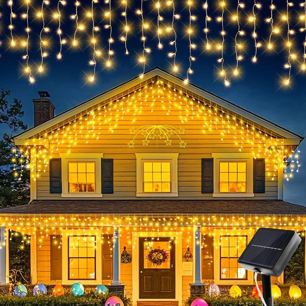 Solar Christmas Icicle Lights – 162 LED, 8 Modes