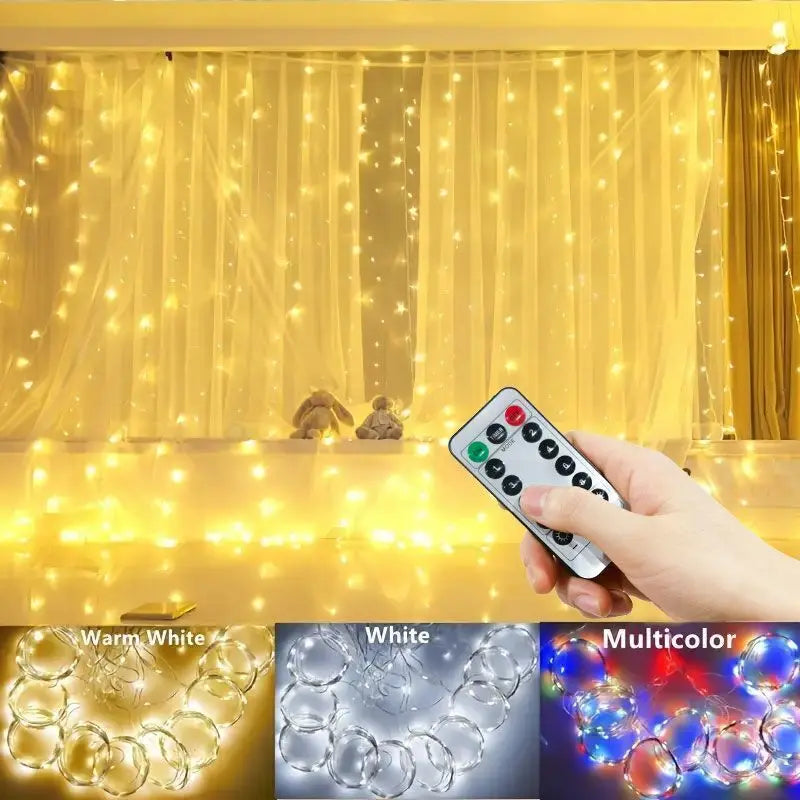 LED Curtain String Lights – USB, Remote Control