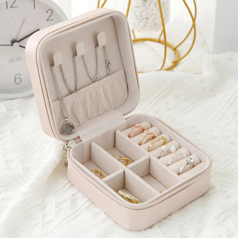Single-Layer Leather Jewelry Box – Travel Storage