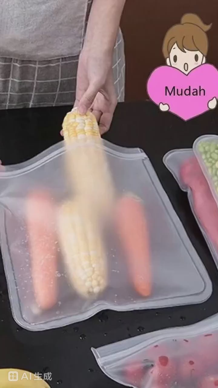 5-Piece Reusable Silicone Food Storage Bags video