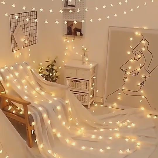 LED Star Fairy Lights – Indoor/Outdoor String Garland video